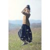 Maxi sukně z mušelínu - černá puntíčková