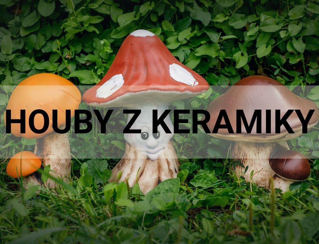 Houby z keramiky podzimní dekorace