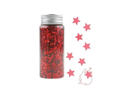 červené konfety hvězdy