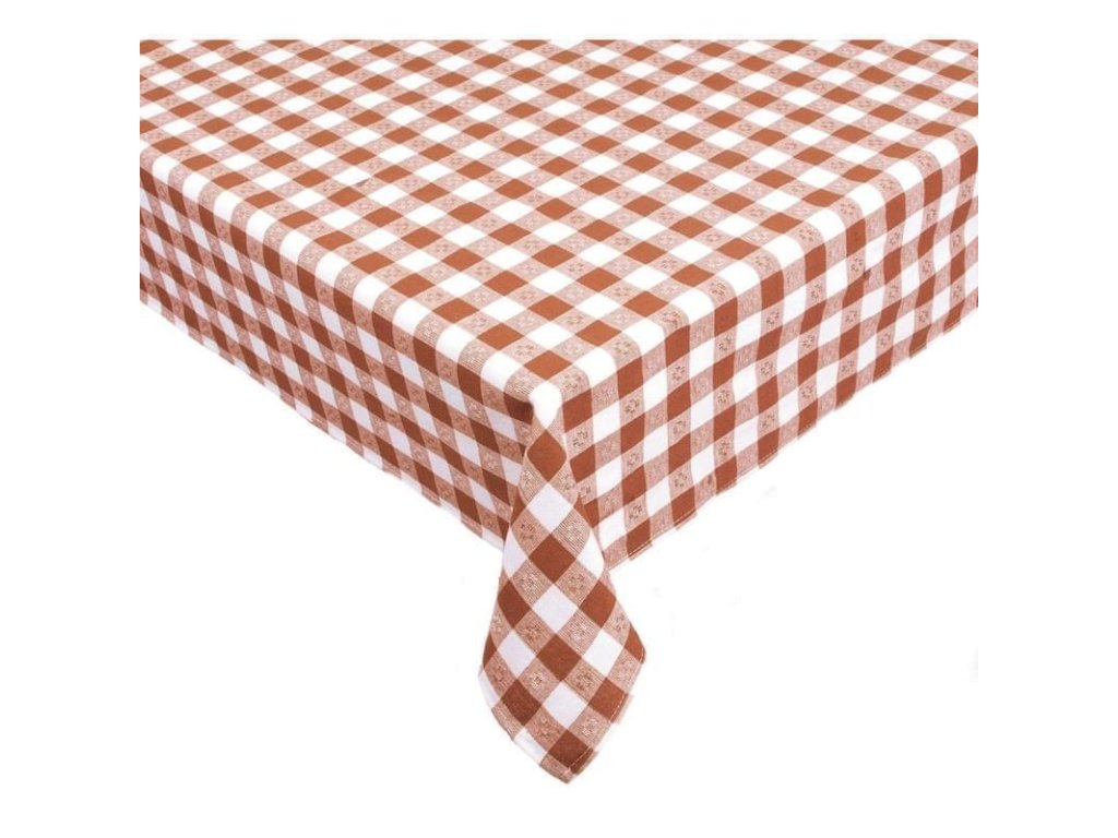 Ubrus bavlněný Vintage káro hnědý (Velikost 100 x 140 cm)