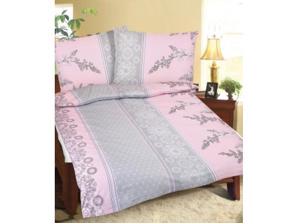 Bellatex Povlečení krepové 1 ks 140x200 cm + 1 ks 70x90 cm růžovošedý keř