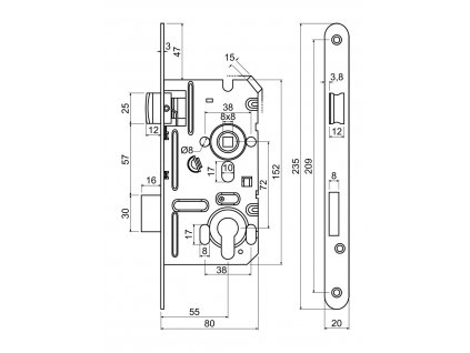 105896 zadlabaci zamek pro cylindrickou vlozku pz z 301 pz 72 55 80 20 l