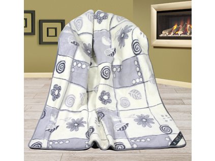 Luxusní dvojitá vlněná deka z alpaky 155x200 DUO patchwork šedý 2x520g/m2