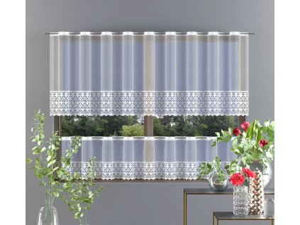 Záclona žakárová, Paulína vitrážka metráž, bílá (METRÁŽ 40 cm)
