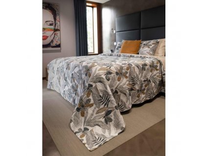 Oboustranný přehoz na postel Florest šedobéžový 140x220 cm