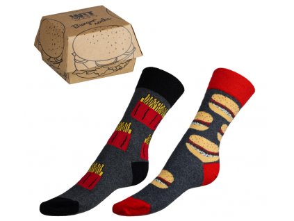 Ponožky Hamburger+hranolky 2 páry v dárkovém balení 35-38