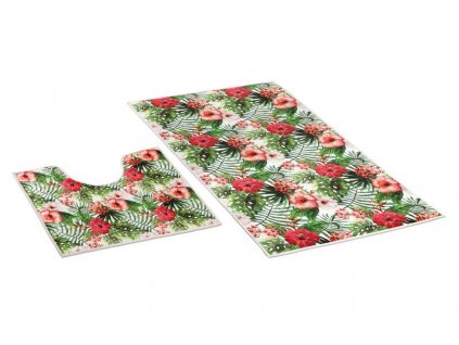Koupelnové předložky 3D tisk sada 60x100+60x50 cm ibišek - Bellatex