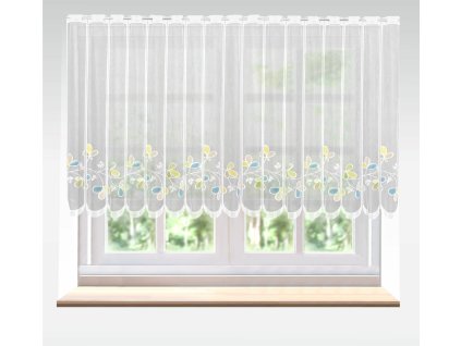 Záclona žakárová, Kolora vitrážka metráž, bílá (METRÁŽ 40 cm)