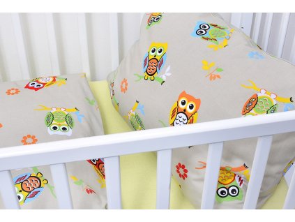 Dětské ložní povlečení krepové sovičky šedé (LS314)