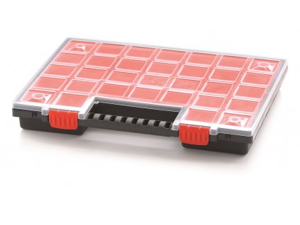Plastový organizér 21 červených krabiček NORB 399x303x50