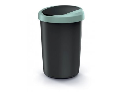 Odpadkový koš COMPACTA R FLAP recyklovaný černý s světle zeleným víkem, objem 40l