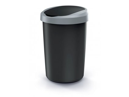 Odpadkový koš COMPACTA R FLAP recyklovaný černý s světle šedým víkem, objem 40l