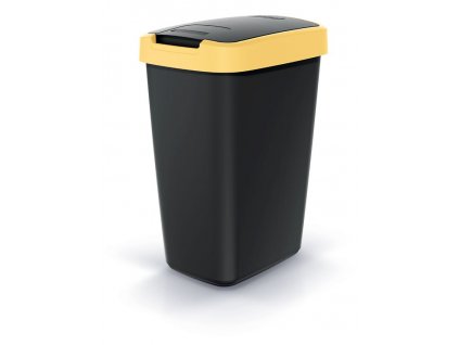 Odpadkový koš COMPACTA Q FLAP černý se světle žlutým víkem, objem 12l