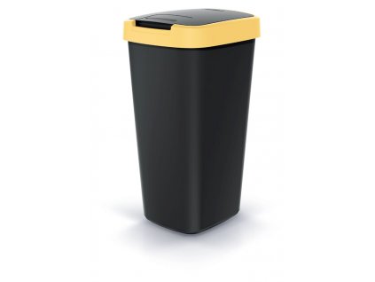 Odpadkový koš COMPACTA Q FLAP černý se světle žlutým víkem, objem 25l