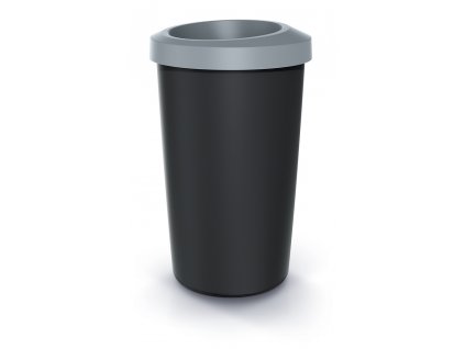 Odpadkový koš COMPACTA R DROP recyklovaný černý s světle šedým víkem, objem 35l