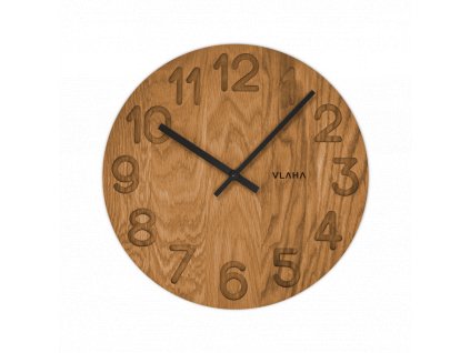 VLAHA Dřevěné hodiny OAK s černými ručkami VCT1125 ⌀34cm