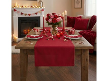Ubrus celoroční, Dorka s krajkou, červený (Ubrusy 85 x 85 cm)