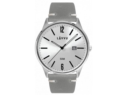 34559 elegantni panske hodinky lavvu karlstad silver top grain leather