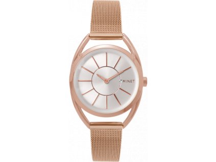 34928 ruzove damske hodinky minet icon rose gold mesh