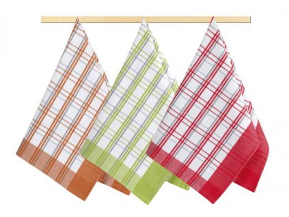 60623 bellatex kuchynske uterky sada 3 kusu 50x70 cm kostka oranzova cervena zelena