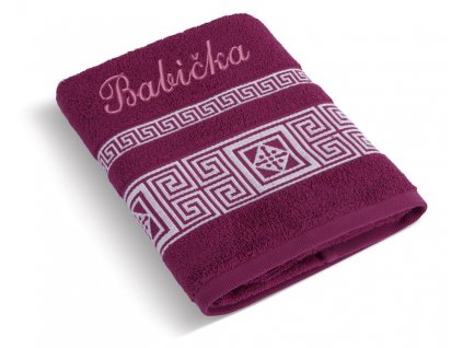 61007 bellatex frote rucnik recka kolekce s vysivkou babicka vinovy