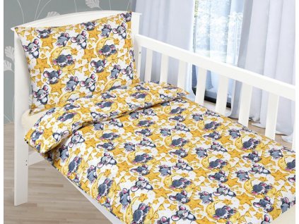 62018 bellatex detske povleceni bavlna agata 1 ks 90x135 cm 1 ks 45x60 cm mysky zip