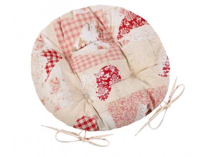 62318 1 sedak ema kulaty prosivany prumer 40 cm patchwork srdce ruzove