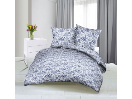 63443 povleceni bavlneny saten 1 ks 140x200 cm 1 ks 70x90 cm modra ruze