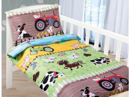 64013 detske povleceni bavlna agata 1 ks 90x135 cm 1 ks 45x60 cm farma zip bellatex