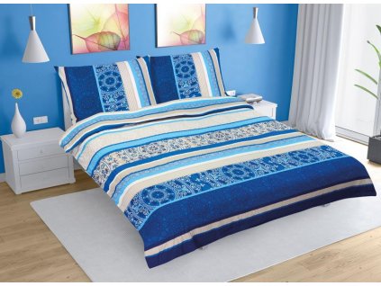 65867 povleceni krepove na dvoudeku 1 ks 220x200 cm 2 ks 70x90 cm modry orient