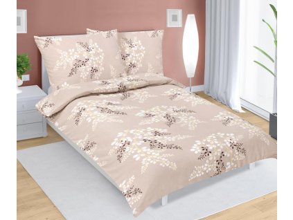 Povlečení flanelové 1 ks 140x200 cm + 1 ks 70x90 cm kávové lupínky