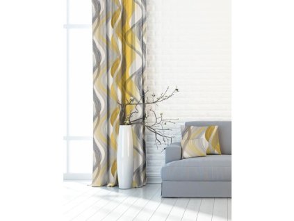 89711 2 zaves metraz oxy vlny zlute 150 cm