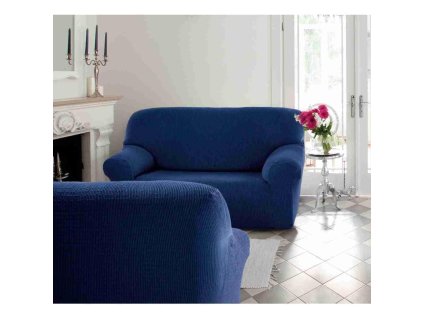 Potah multielastický Cagliari tmavě modrý (Velikost čtyřkřeslo - š. 220 - 260 cm)