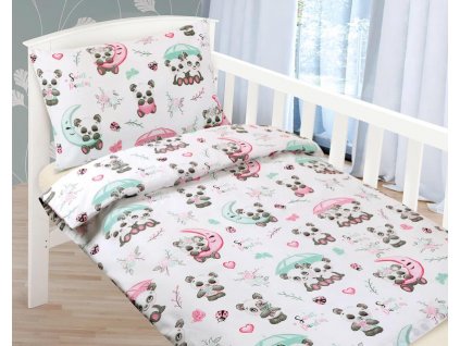 99245 detske povleceni bavlna agata 1 ks 90x135 cm 1 ks 45x60 cm medvidek panda zip