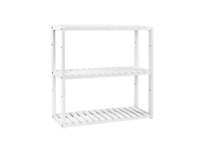 Bambusregal mit 3 Ablagen Weiss BCB13W 1