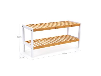 Schuhregal Bambus Weiss Natur 2 Ebenen LBS02H 1
