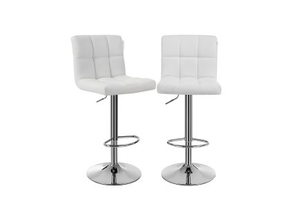 Barhocker 2er Set Kunstleder Weiss LJB64W 1