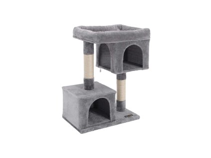 Kratzbaum mit 2 Hoehlen 84 cm Hellgrau PCT61W 1