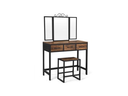 Toaletní stolek se stoličkou, 90x40x137.5cm, černý  Toaletní stolek