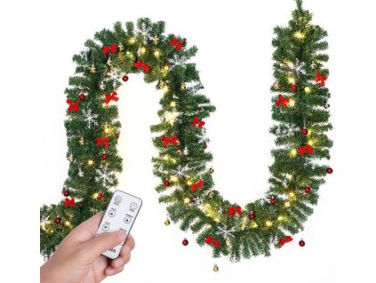 Vánoční ozdobená girlanda 5 m | teplá bílá 80 LED