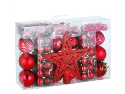 Vánoční ozdoby sada 66 kusů | červené