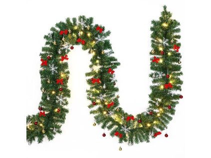 Vánoční ozdobená girlanda 10 m | teplá bílá 160 LED