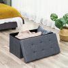 Linen Fabric Storage Ottoman LSF47K 4