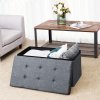 Linen Fabric Storage Ottoman LSF47K 5