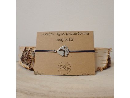 By Evka |Šňůrkový nebo macrame náramek s lodí z chirurgické oceli | Loď náramek | Dárek pro partnera | Dárek pro loďaře  | Dárek pro námořníka | Dárková kartička s vlastním textem