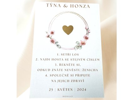 Svatební stírací los (větší formát, srdíčko)