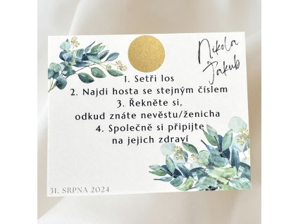 Svatební stírací los (menší formát, kolečko)