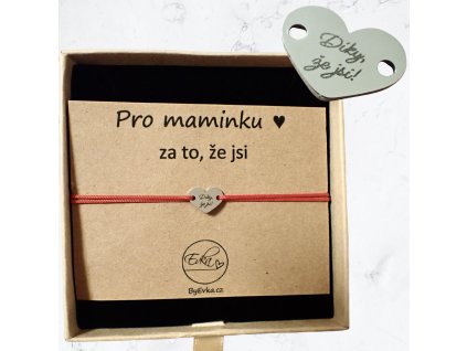 By Evka Náramek se srdíčkem s textem Díky, že jsi! Chirurgická ocel (6)