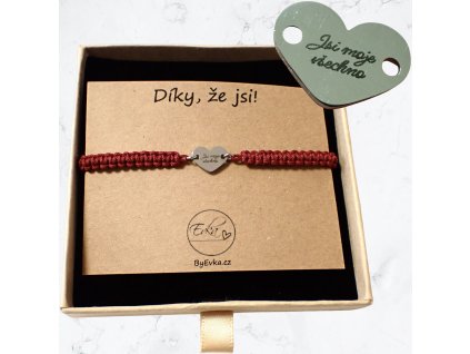 By Evka macrame náramek se srdíčkem s gravírováním ''JSI MOJE VŠECHNO chirurgická ocel (5)