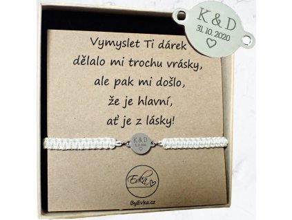 By Evka náramek s gravírováním vlastní text text na přání šňůrkový nebo macrame náramek Dárek pro pár (2)
